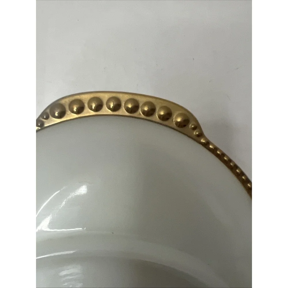 Vintage Fire King Milk Glass Divided Relish Dish Gold Beaded Trim Anchor Hocking